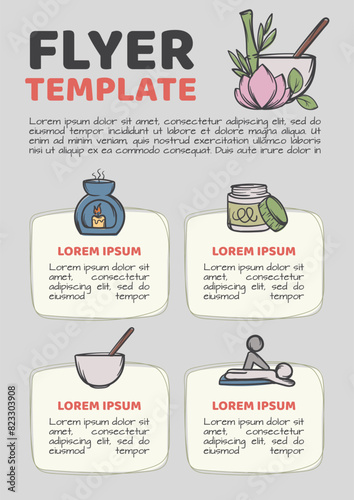 Vector design related to spa, massage, beauty and health. Editable template for flyer, advertisement, advertisement