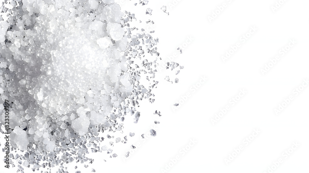 Natural salt isolated on white, top view isolated on white background, text area, png
