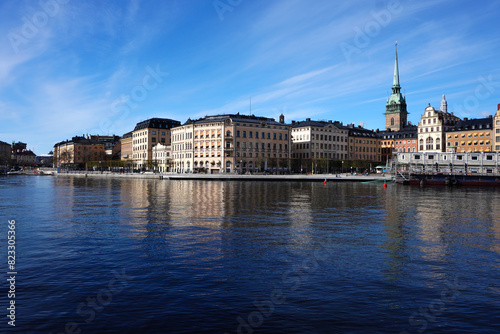 View of a city by the river © niklas storm