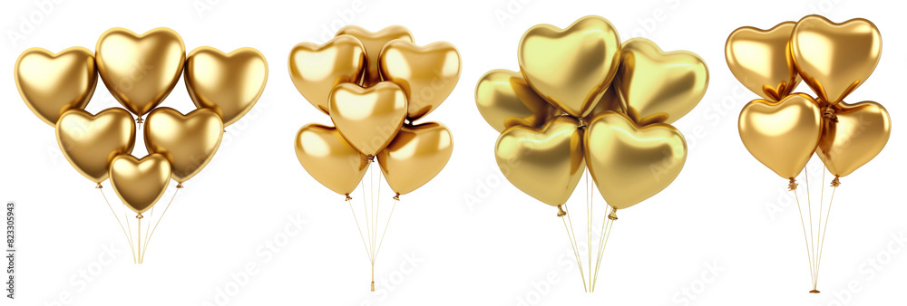 3D gold heart balloons png on transparent background Stock Illustration ...