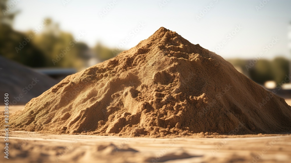 A photo of a pile of sand on a construction site.
