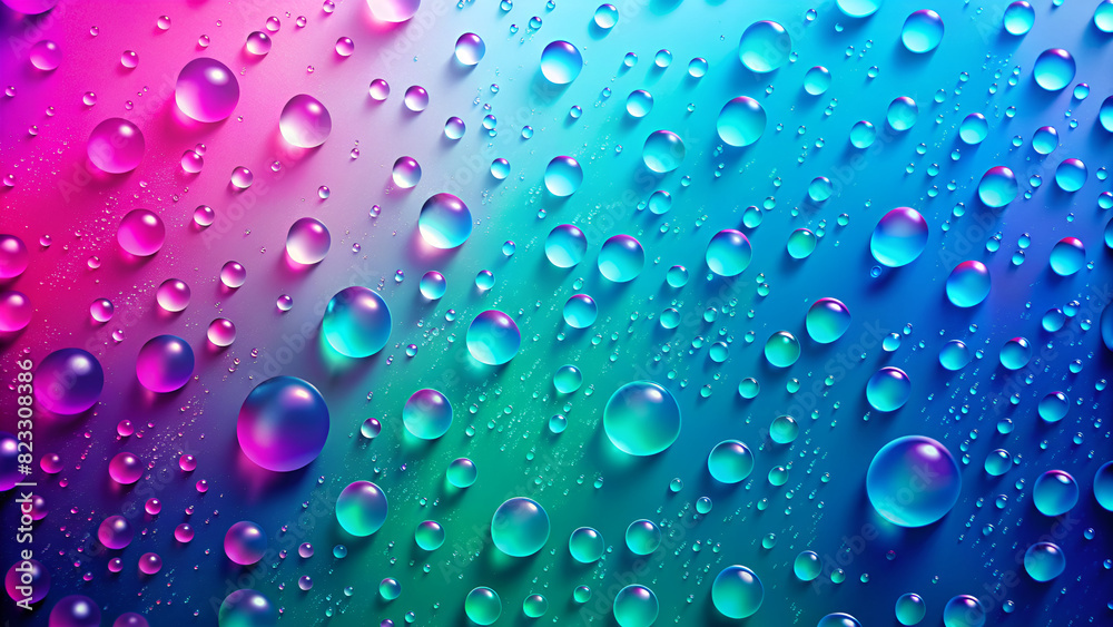 Water drops on a multi-colored bright gradient.