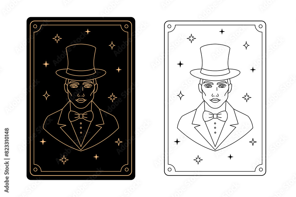 Tarot card magician. The major arcana of a deck of cards.
