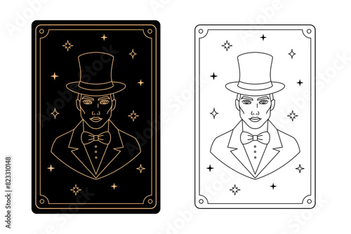 Tarot card magician. The major arcana of a deck of cards.