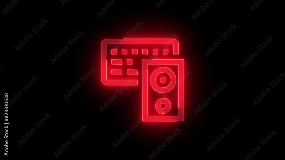 Devices symbol icon glowing neon red color animation Devices symbol icon glowing neon red color animation