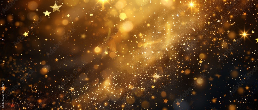 Naklejka premium golden stars background with golden dust