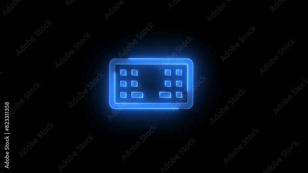 Keyboard split icon glowing neon blue color animation Keyboard split icon glowing neon blue color animation