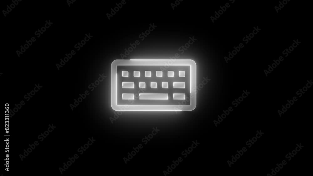 Keyboard classic icon glowing neon white color animation Keyboard classic icon glowing neon white color animation