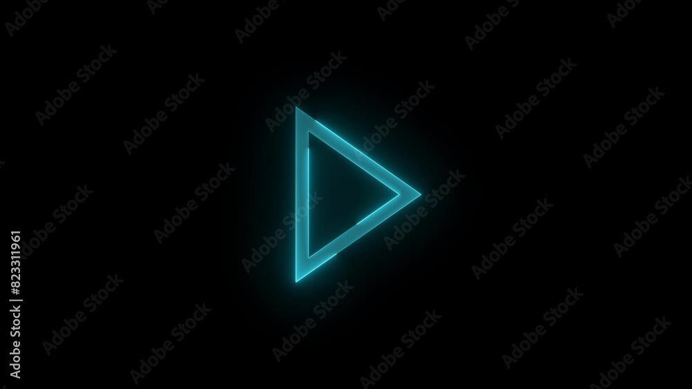 Media control play icon glowing neon cyan color animation Media control play icon glowing neon cyan color animation
