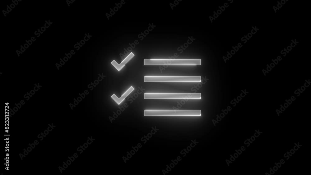 Multi select list line icon glowing neon white color animation Multi select list line icon glowing neon white color animation