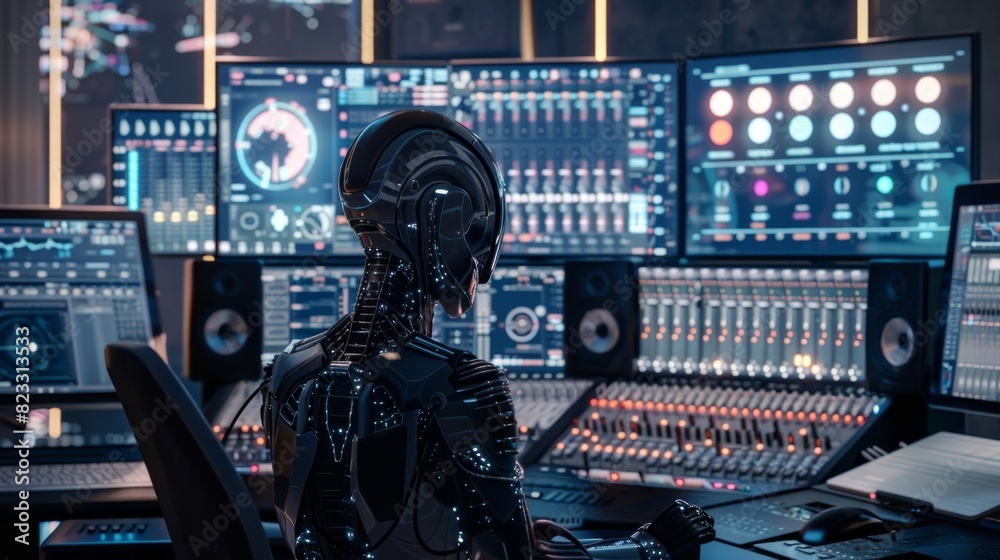A behindthescenes look at the advanced sound mixing software being expertly controlled by the AI assistant. A behindthescenes look at the advanced sound mixing software being expertly controlled by the AI assistant.