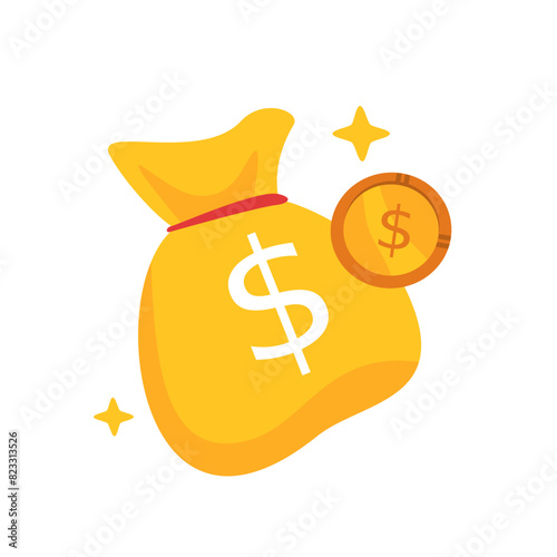 Bag of money with dollar sign suitable for finance blogs, investment websites, business presentations, and articles on wealth management