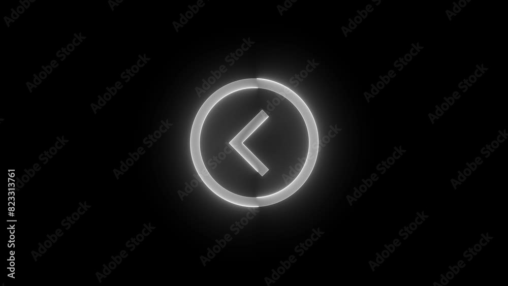 Page left arrow circle icon glowing neon white color animation Page left arrow circle icon glowing neon white color animation