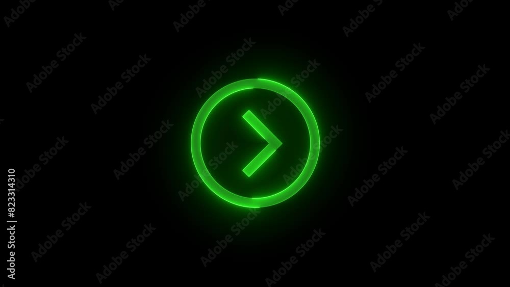 Page right arrow circle icon glowing neon green color animation Page right arrow circle icon glowing neon green color animation