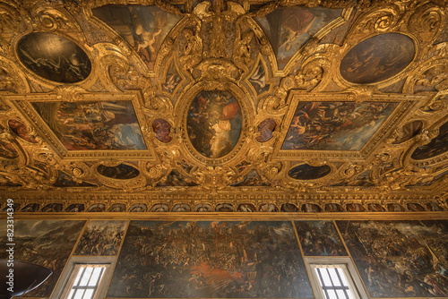 Принти на полотні Venice, Italy - May 17, 2024: architectural detail inside Palazzo Ducale in Venice