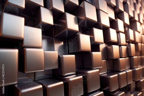 Abstract geometric wallpaper texture  3d silver metal chrome cubes