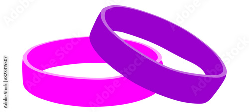 Color glossy silicone wristband. Realistic vector illustration.