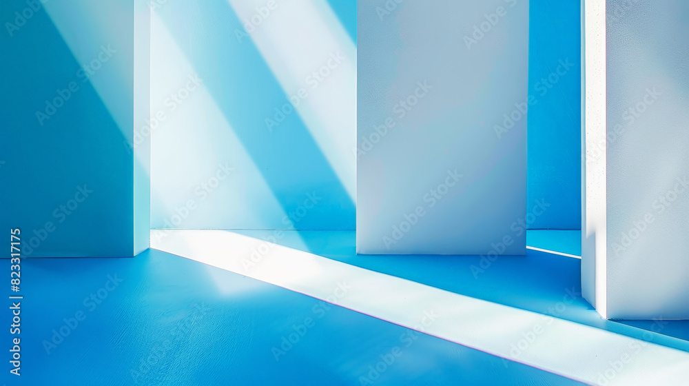 Aesthetic modern architecture background with light blue geometric lines, strong shadows. Generative AI Aesthetic modern architecture background with light blue geometric lines, strong shadows. Generative AI