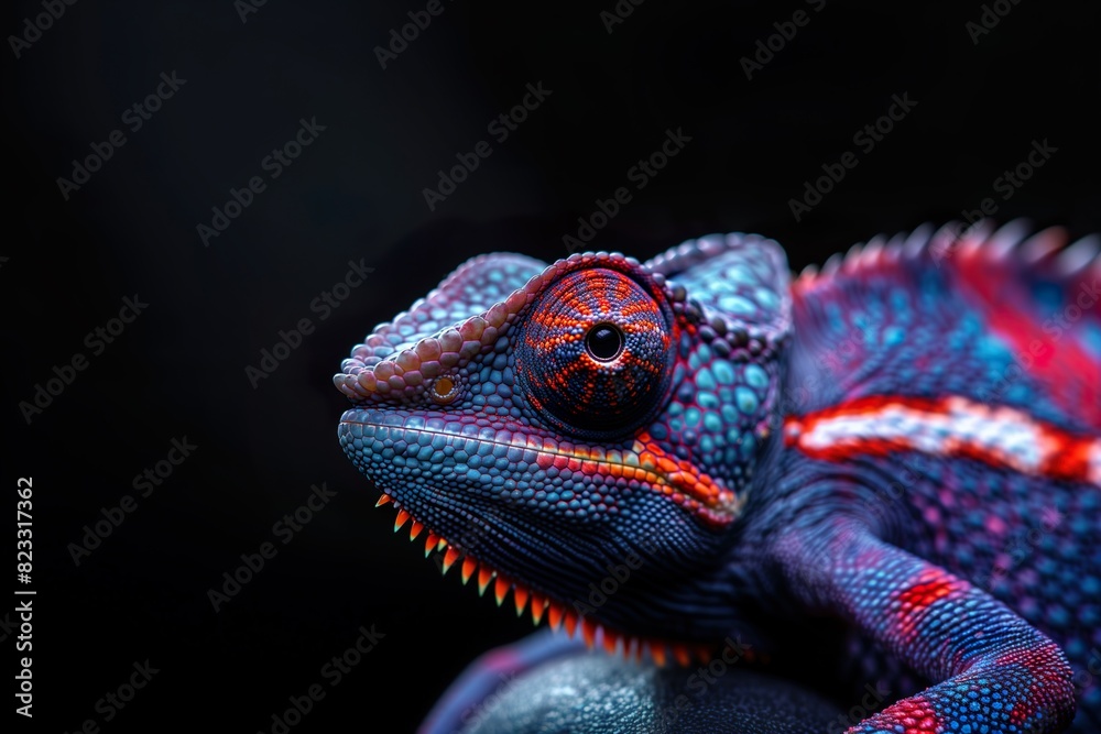 Closeup of Colorful Chameleon with Vibrant Scales - ai generative Closeup of Colorful Chameleon with Vibrant Scales - ai generative