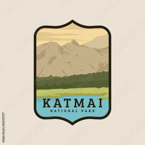 vintage retro katmai logo icon and symbol vector illustration design graphic template, national park in southwest alaska, america logo vintage design template.