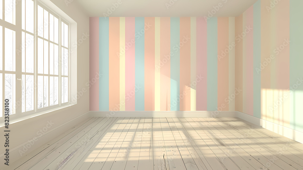 Obraz premium Pastel striped walls and light floors