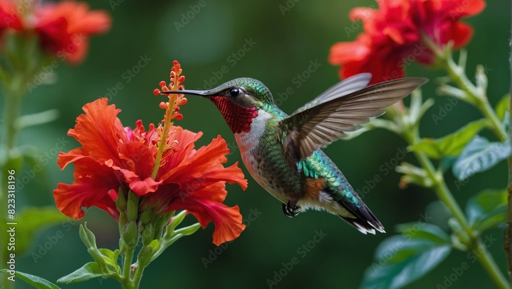 Fototapeta premium hummingbird feeding on flower