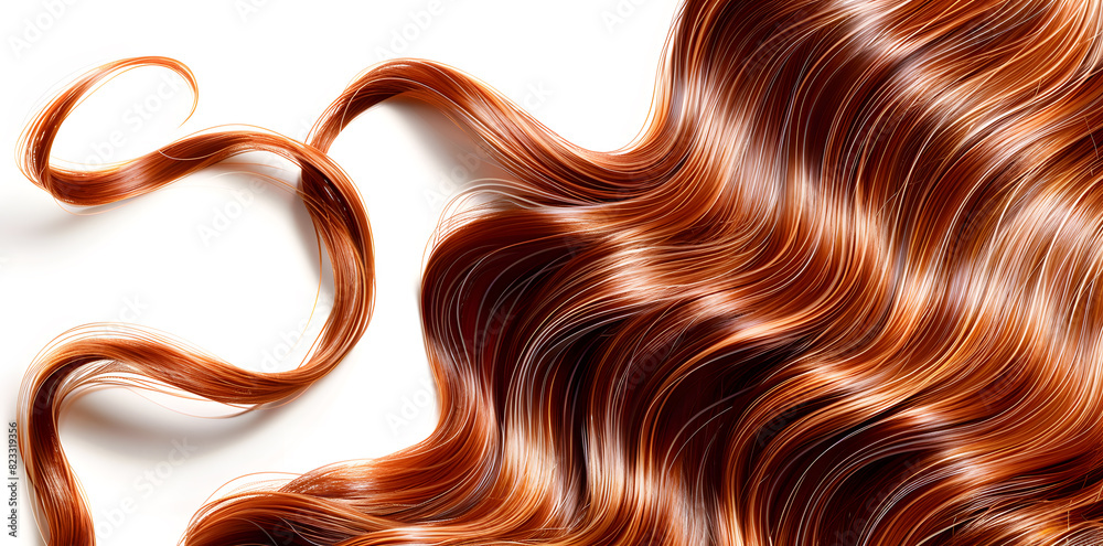 Beautiful shiny healthy hair curls texture isolated on white background Beautiful shiny healthy hair curls texture isolated on white background