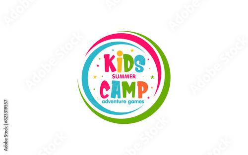 Illustration vector graphic of kids summer camp adventure logo design template 01