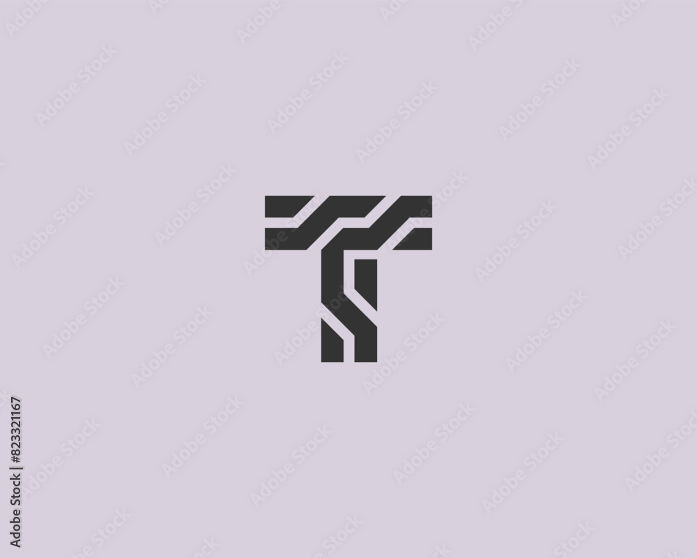 A letter T from abstract shapes. Universal minimalistic monogram. Vector illustration. A letter T from abstract shapes. Universal minimalistic monogram. Vector illustration.