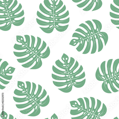 Seamless monstera leaves pattern. Bright summer print for clothes, textile, backpacks, fabric. Vector tropical leaves pattern, jungle leaves.