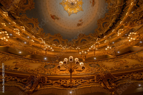 Venezia, Italy - May 18, 2024: interior architectural shot of Teatro la Fenice in Venice.