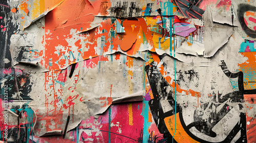 A grunge background with torn paper and graffiti elements, conveying a rebellious and street-inspired vibe