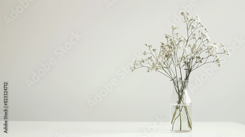 Minimalist Arrangement of Baby's Breath in Glass Vase