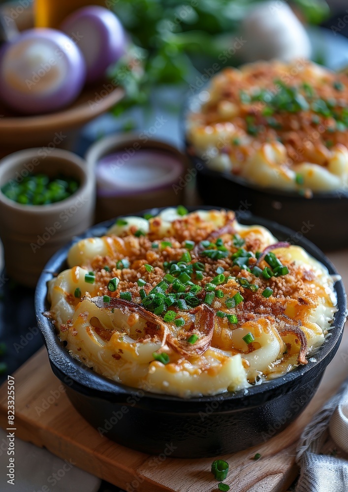 Spätzle - Soft egg noodles topped with cheese and crispy onions. Spätzle - Soft egg noodles topped with cheese and crispy onions.