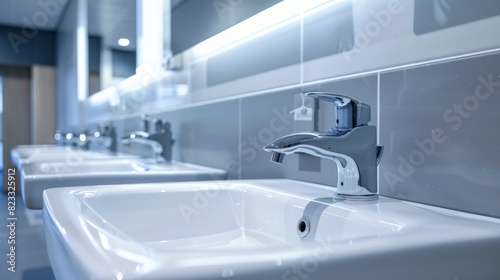 A row of sinks in a public restroom.