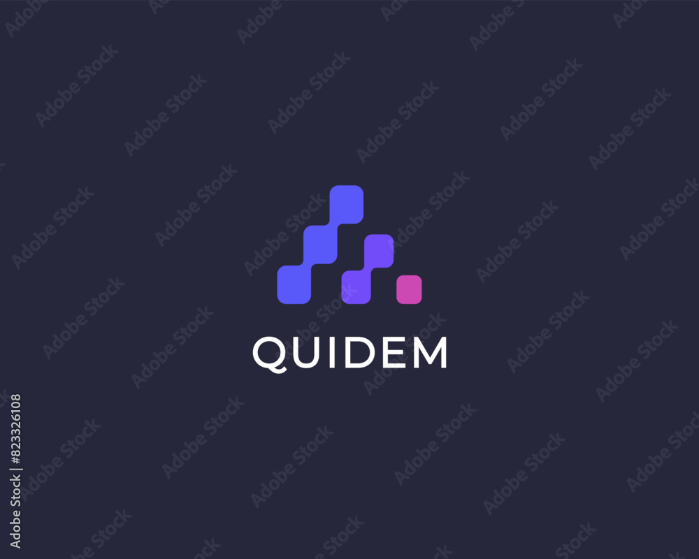 Pyramid from squares gradient logo. Creative IT startup media logotype. Vector illustration. Pyramid from squares gradient logo. Creative IT startup media logotype. Vector illustration.