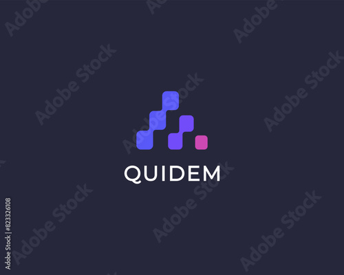 Pyramid from squares gradient logo. Creative IT startup media logotype. Vector illustration.
