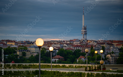 Prague Panorama from Vyšehrad: Rooftops and Žižkov Tower