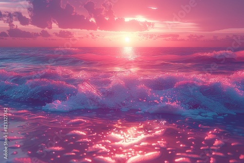 Sunset Beaches in Retrowave Warm Colors  