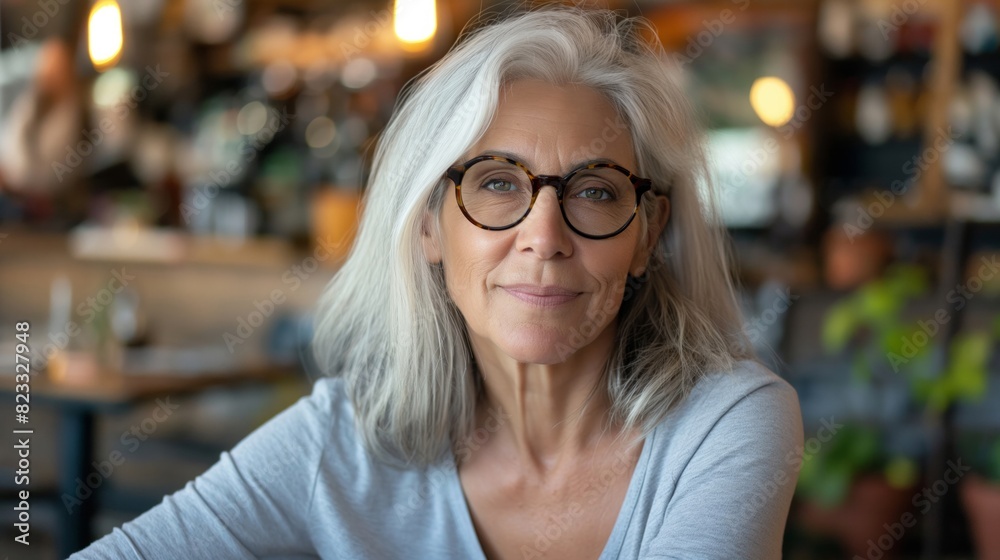 Portrait of an older woman with gray hair and glasses, wearing a light gray top. Ideal for senior lifestyle blogs, portraits, and articles on aging. Portrait of an older woman with gray hair and glasses, wearing a light gray top. Ideal for senior lifestyle blogs, portraits, and articles on aging.