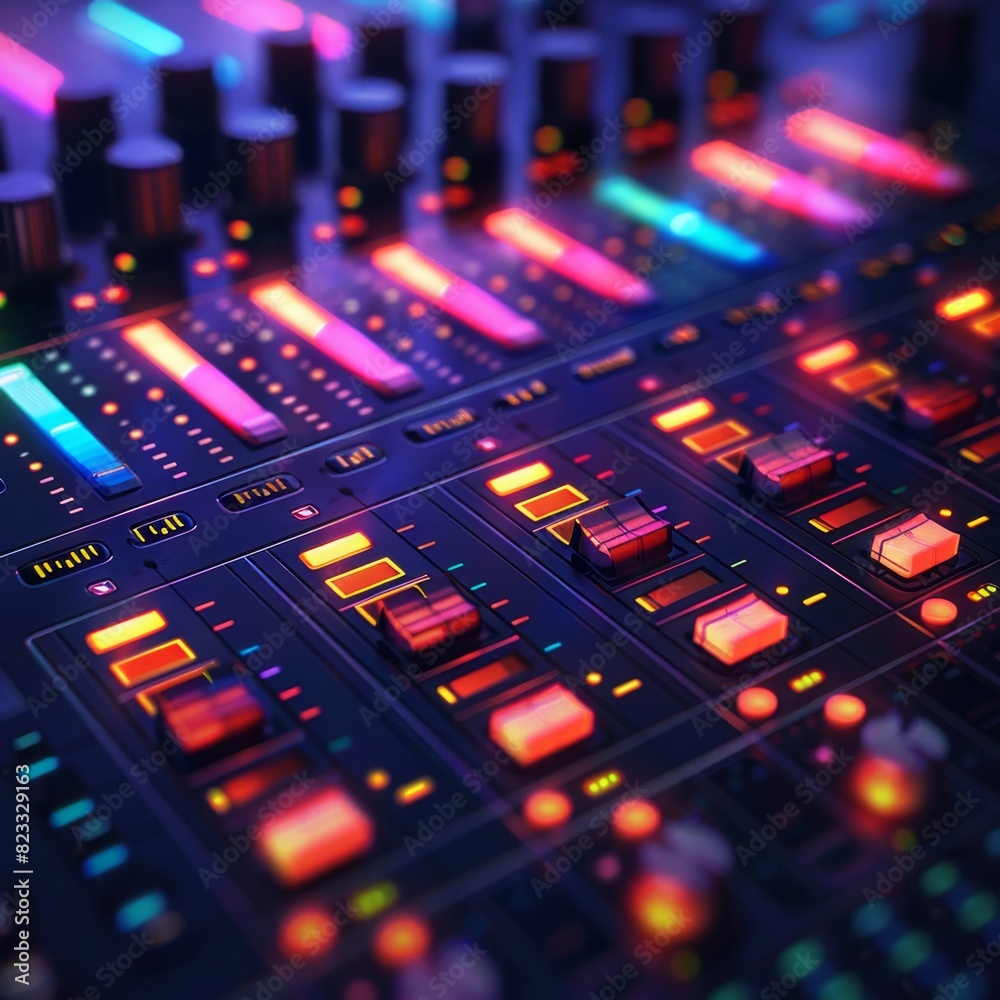 Analog Equalizers with Colorful Bars Adjusting Retro Sounds
Analog Equalizers with Colorful Bars Adjusting Retro Sounds