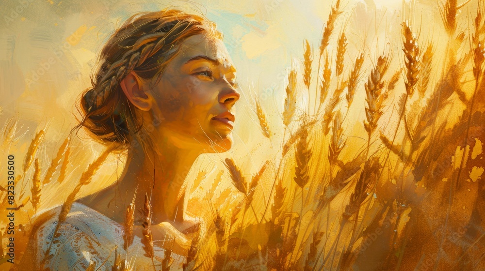 Demeter Surrounded by Golden Fields of Wheat with Warm Natural Lighting
Demeter Surrounded by Golden Fields of Wheat with Warm Natural Lighting