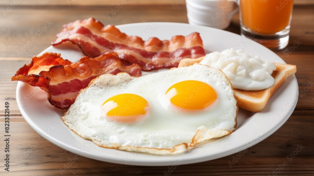 Traditional eggs bacon morning meal Traditional eggs bacon morning meal