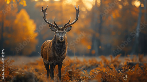 Great red deer stag in a forest.