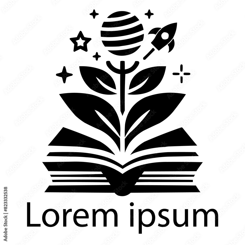 A black simple education logo on white background