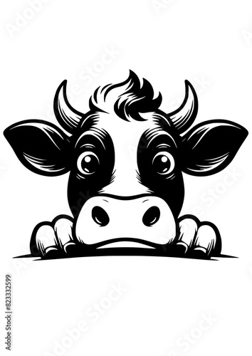 Peeking Cow SVG, Funny Peeking Cow SVG, Cow Head SVG, Cow Face SVG, Peeking Cow Silhouette Cut File, Vector, Clipart, Cricut, Png, heifer, muzzle, funny