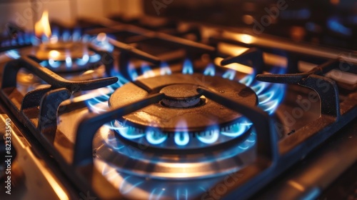 The photo shows a gas stove with three burners