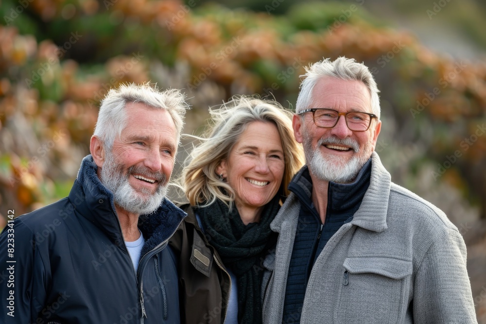 Portrait of a happy senior couple in a park in autumn. Portrait of a happy senior couple in a park in autumn.
