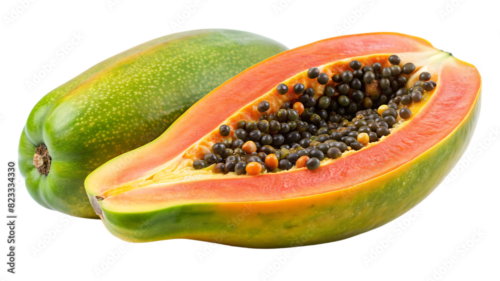 A ripe orange papaya fruit isolated on a white background A ripe orange papaya fruit isolated on a white background
