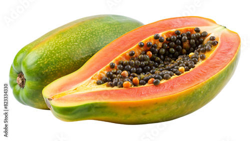 Wallpaper Mural A ripe orange papaya fruit isolated on a white background Torontodigital.ca